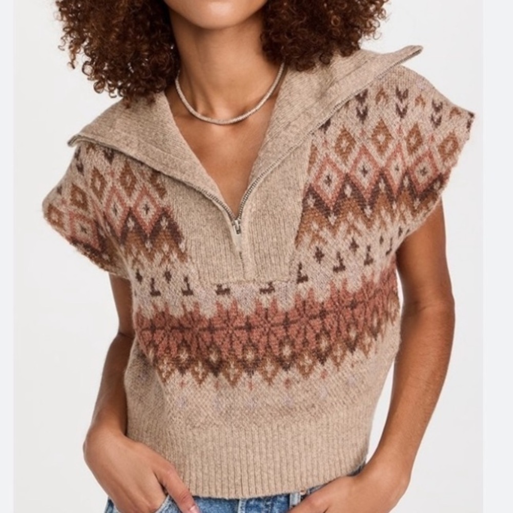 Patagonia Mohair Wool Chufy Sofia Half Zip Knit Vest Sweater Scandi Luxury
